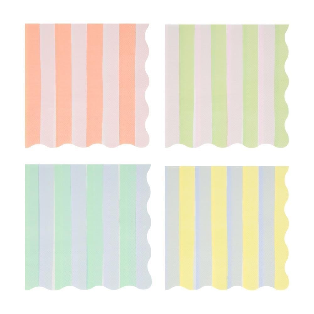 Meri Meri - Pastel Çizgili Peçeteler - L - 16 Adet