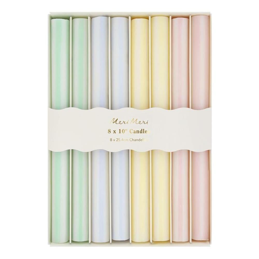 Meri Meri - Pastel Çizgili Sofra Mumları - 8 Adet