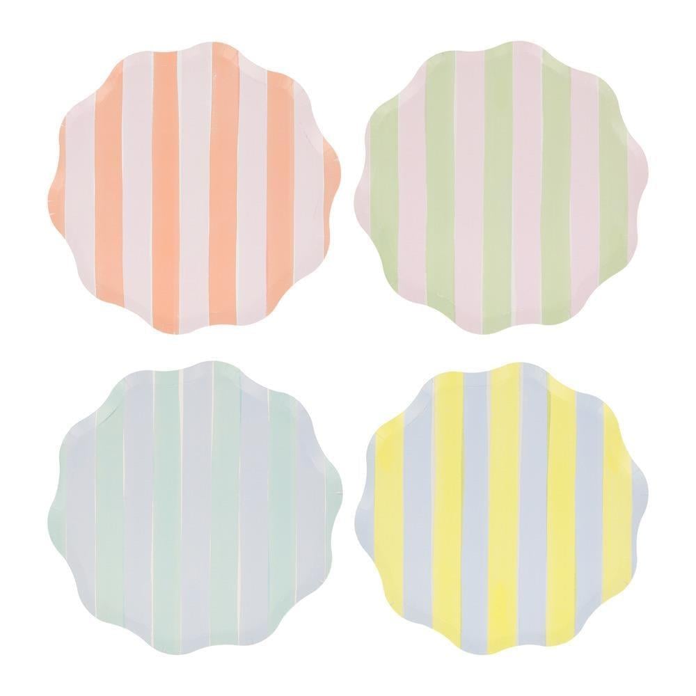 Meri Meri - Pastel Çizgili Tabaklar - M - 8 Adet