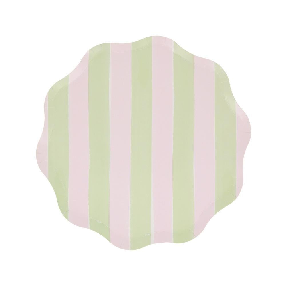 Meri Meri - Pastel Çizgili Tabaklar - M - 8 Adet