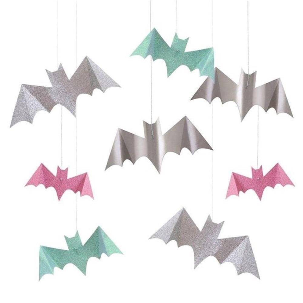 Meri Meri - Pastel Halloween Glitter Hanging Bats - Pastel Renk Simli Asılan Yarasalar