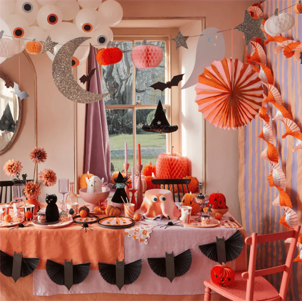 Meri Meri - Pastel Honeycomb Halloween Garland - Halloween Pastel Tonlar Asılan Süs