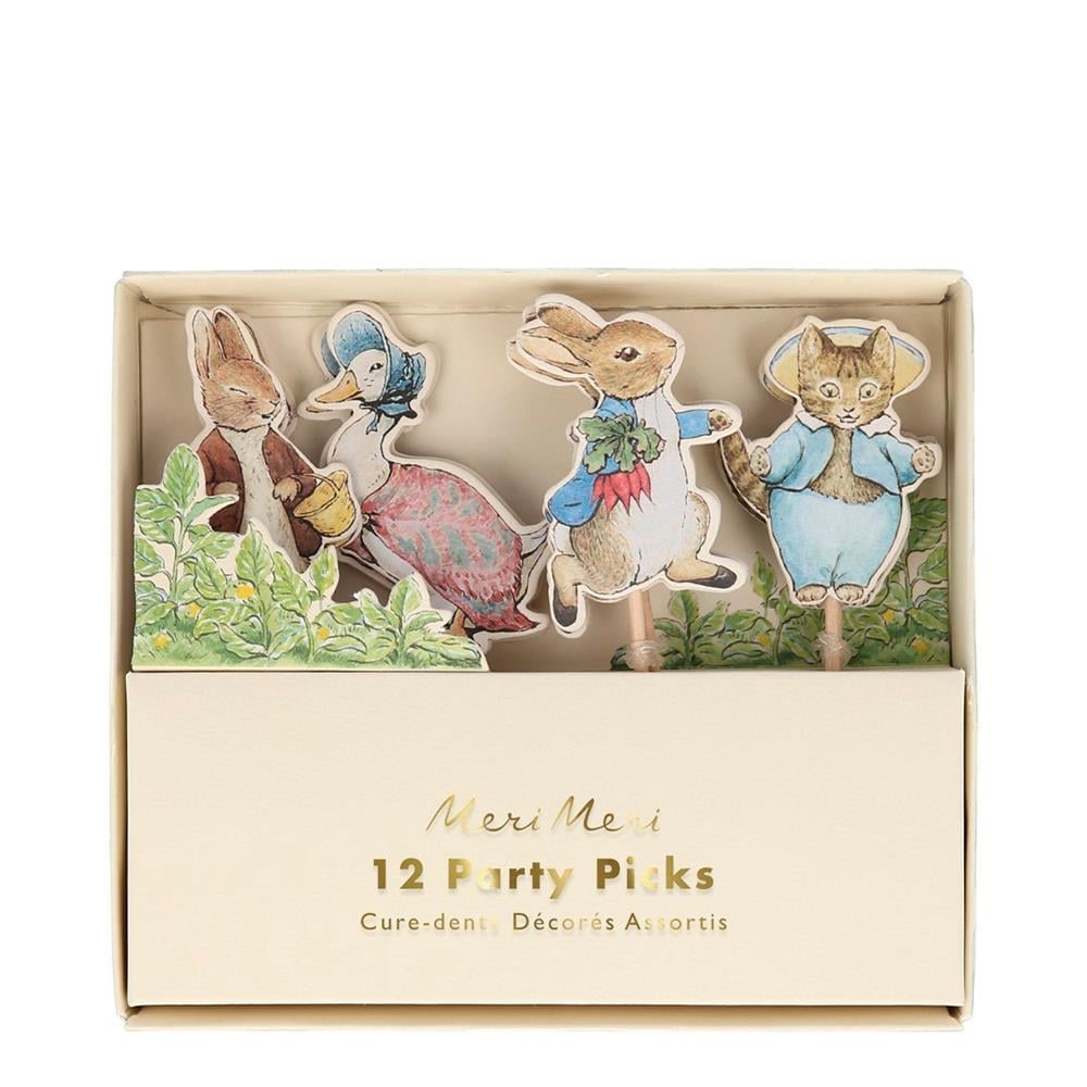 Meri Meri - Peter Rabbit & Friends Party Picks - Peter Rabbit & Friends Parti Çubukları - 12Li
