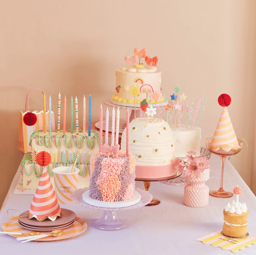 Meri Meri - Pink Bow Candles - Pembe Kurdele Mumlar (x4)