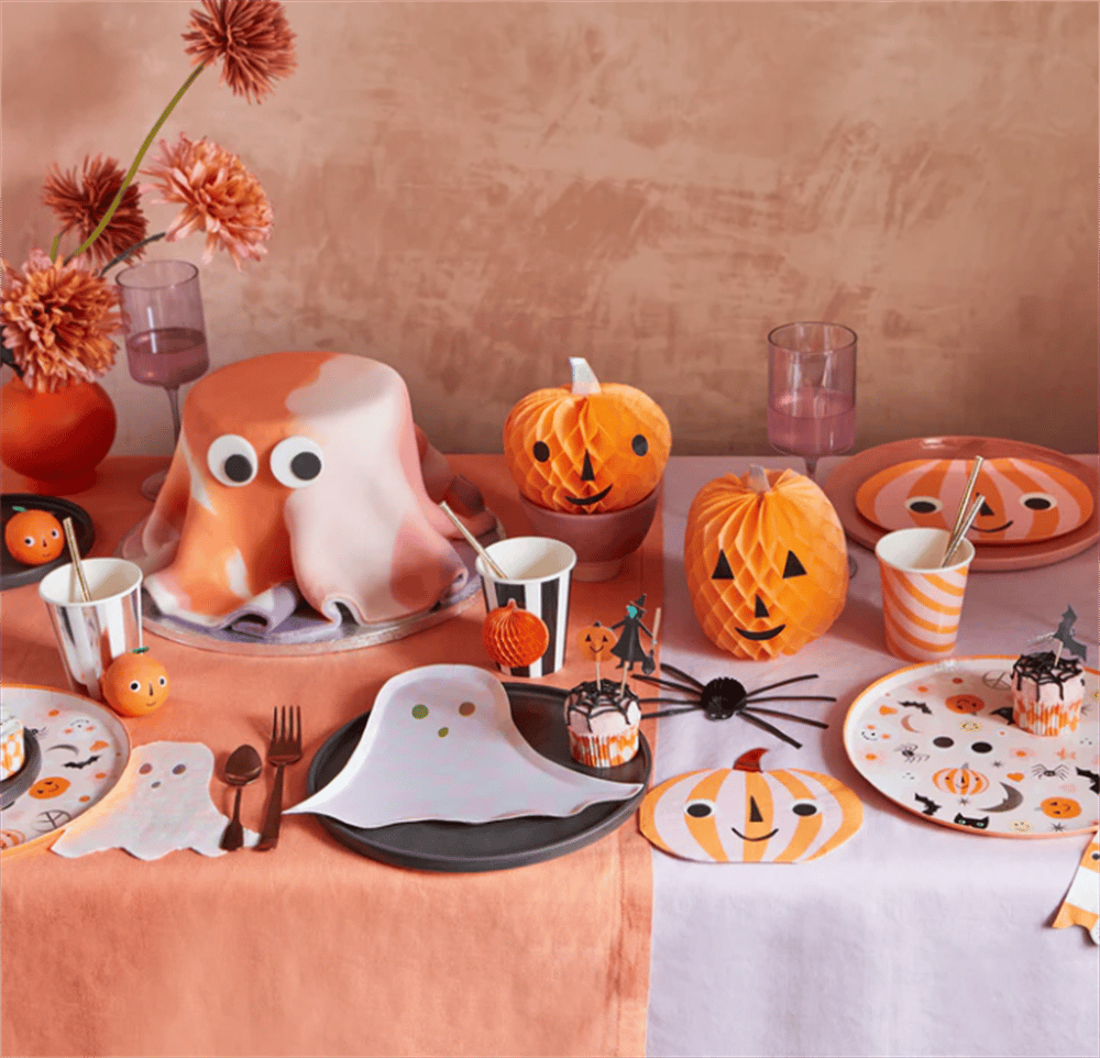 Meri Meri - Pink Checker Ghost Napkins - Pembe Kareli Hayalet Peçeteler (16Lı)