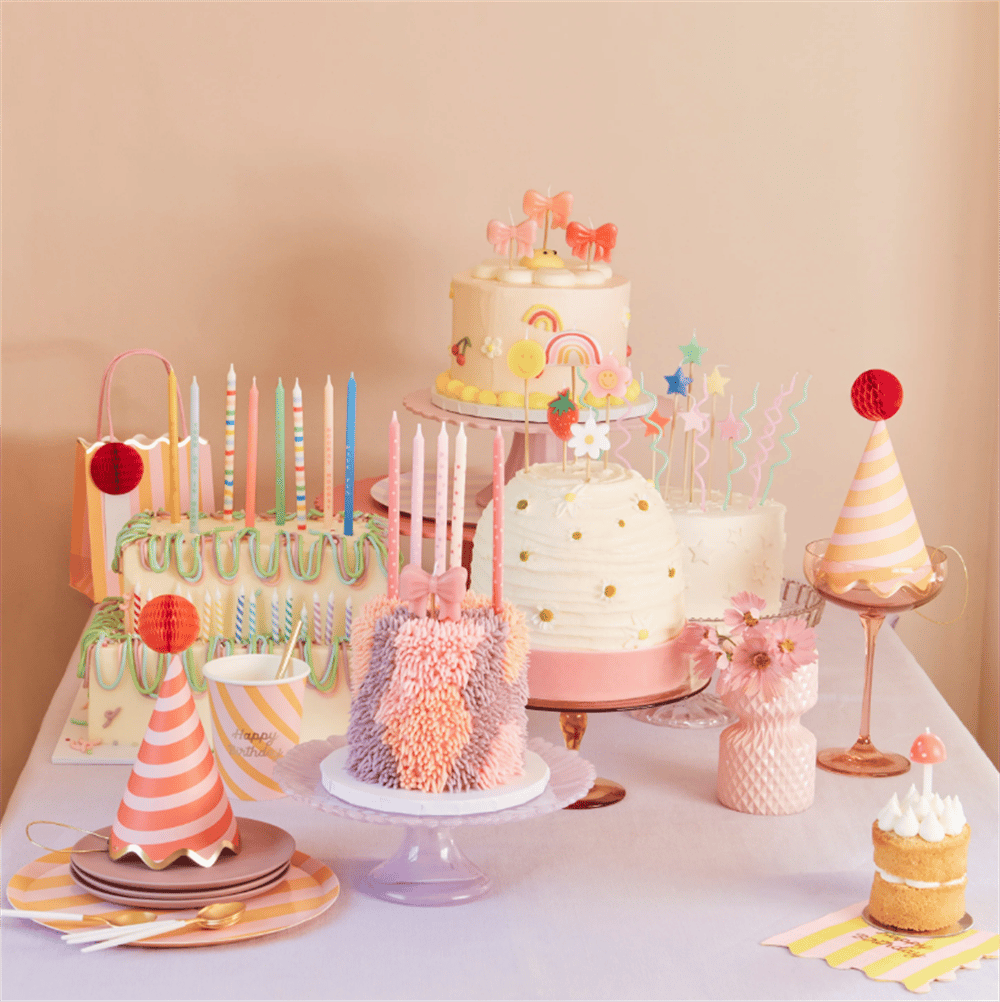 Meri Meri - Pink Stars Candles - Pembe Yıldızlar Mumlar (X16)