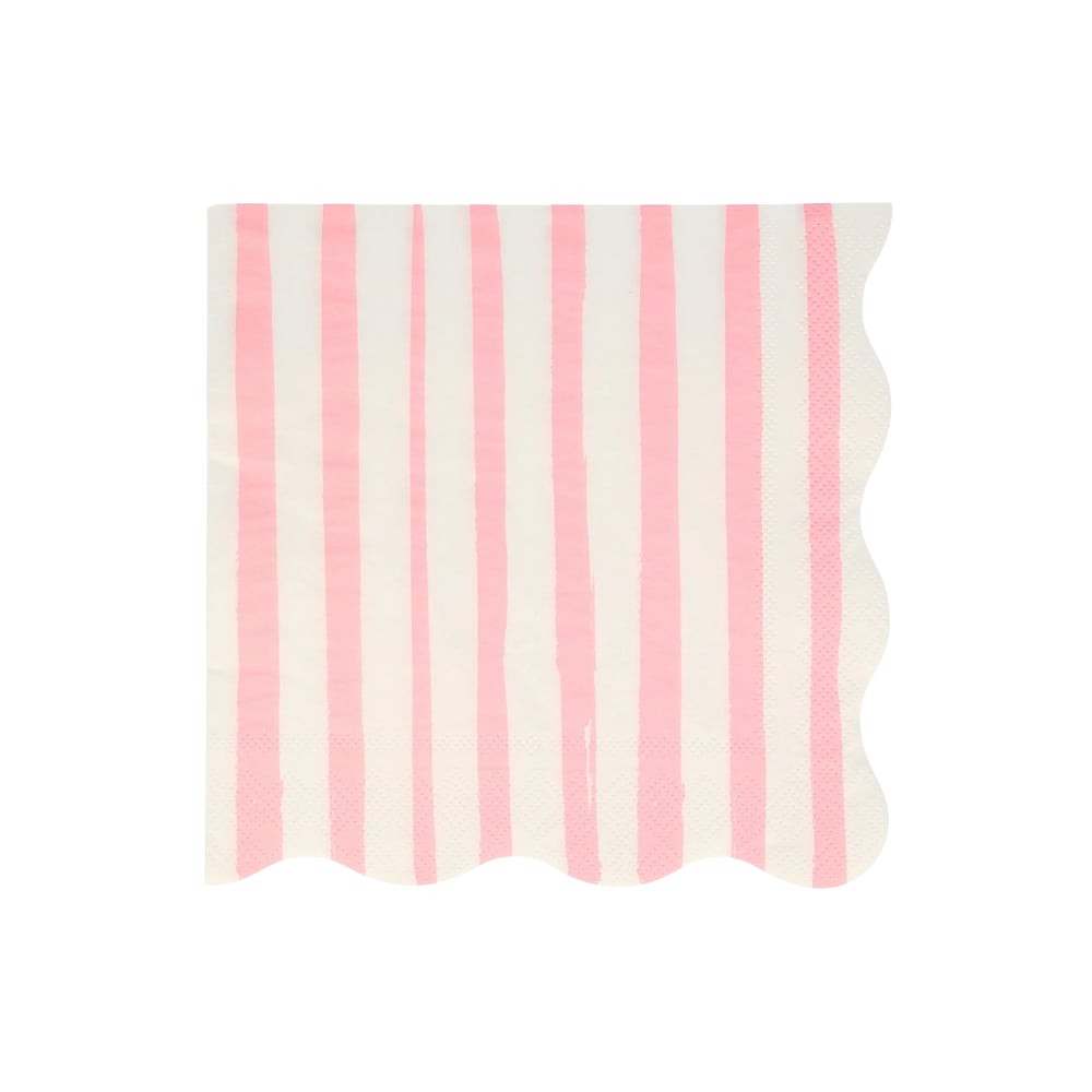 Meri Meri - Pink Stripe Large Napkins - Pembe Çizgili Peçeteler L - 16 Adet