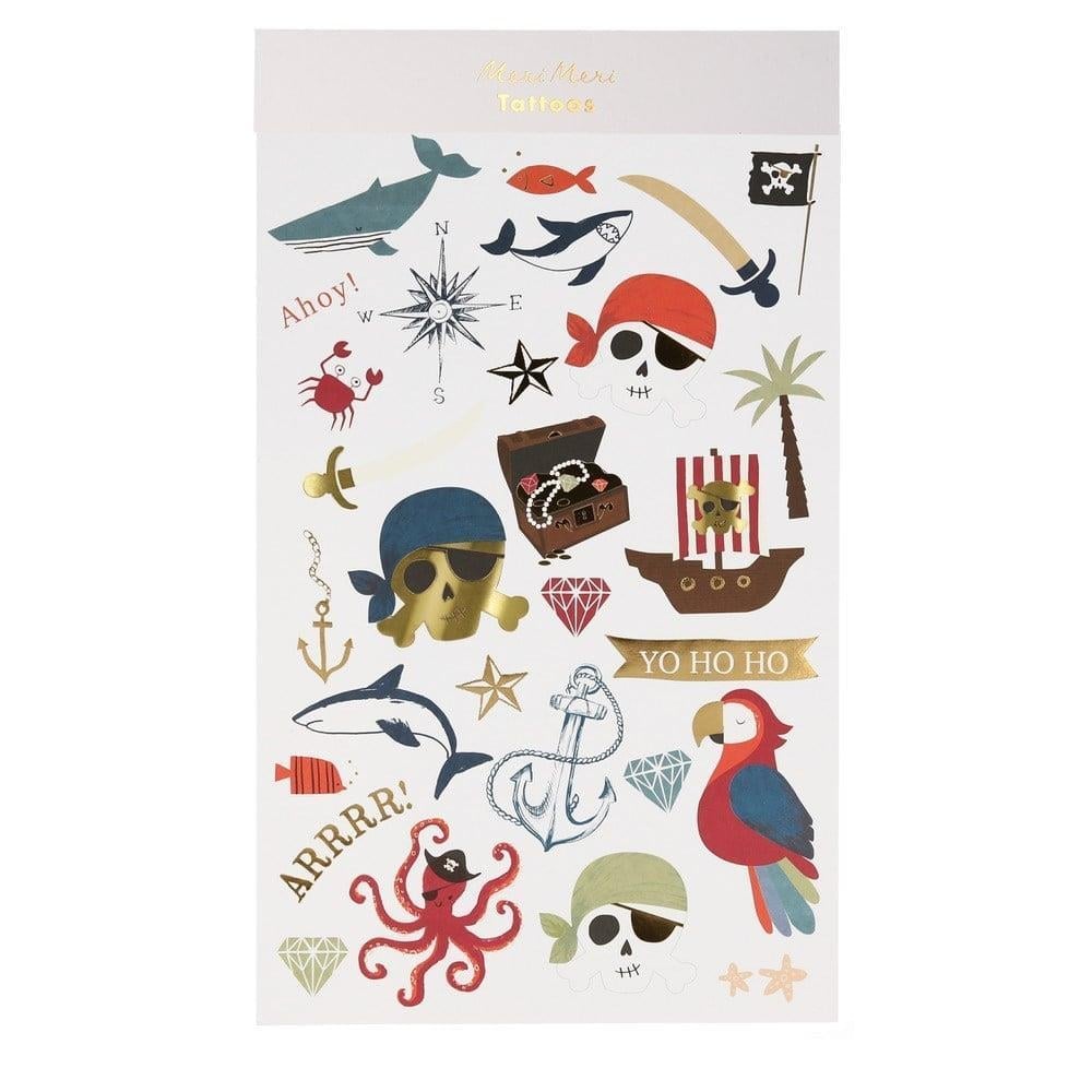 Meri Meri - Pirate Tattoo Sheets - Korsan Geçici Dövmeler - L