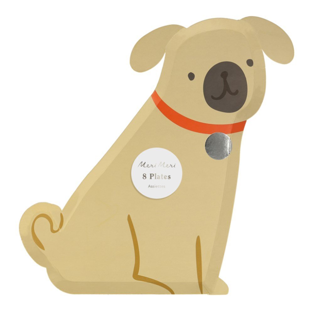 Meri Meri - Pug Plates - Yavru Köpek Tabaklar - 8Li