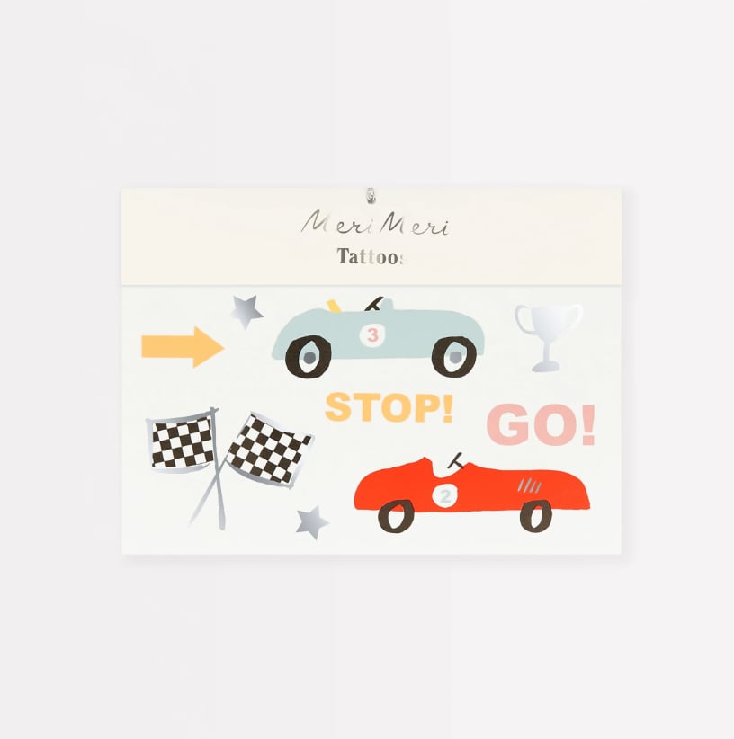 Meri Meri - Race Cars Tattoos - Araba Yarışı Geçici Dövmeler (X2)
