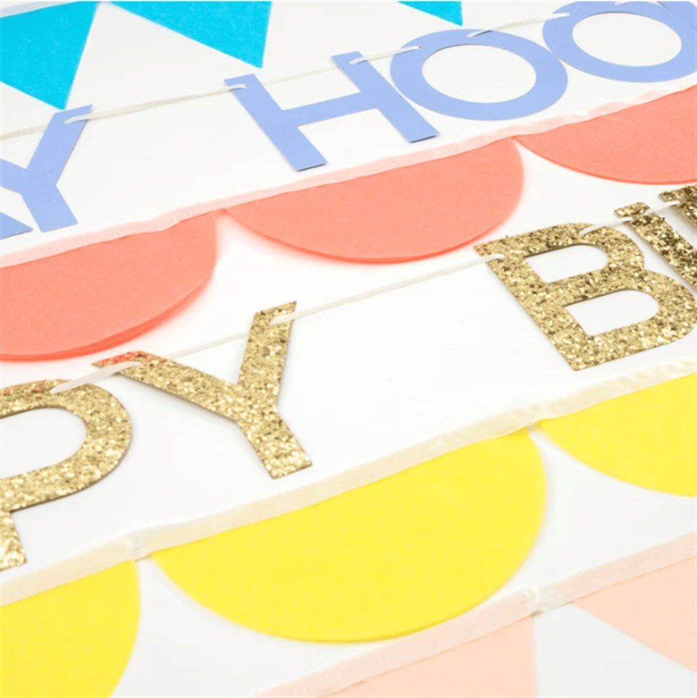 Meri Meri - Rainbow Birthday Garland - Gökkuşağı Doğum Günü Asılan Süsler - 8 Parça