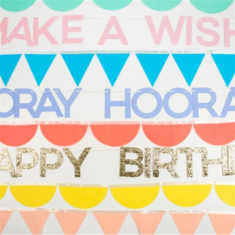 Meri Meri - Rainbow Birthday Garland - Gökkuşağı Doğum Günü Asılan Süsler - 8 Parça