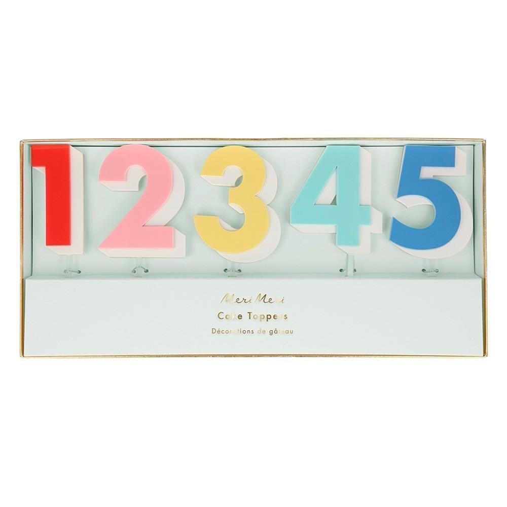 Meri Meri - Rainbow Number Acrylic Toppers - Gökkuşağı Rakamlar Akrilik Pasta Süsü