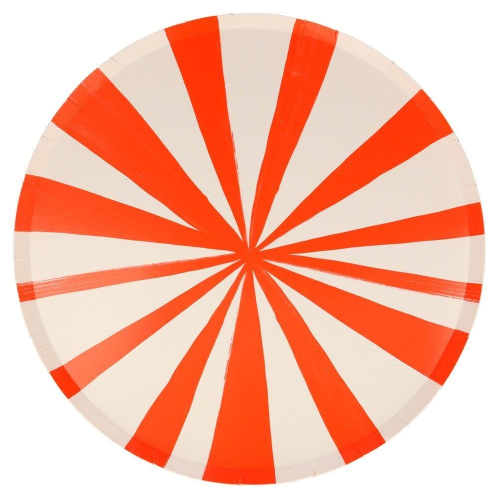 Meri Meri - Red Stripe Plates - Kırmızı Çizgili Tabaklar - L - 8'Li