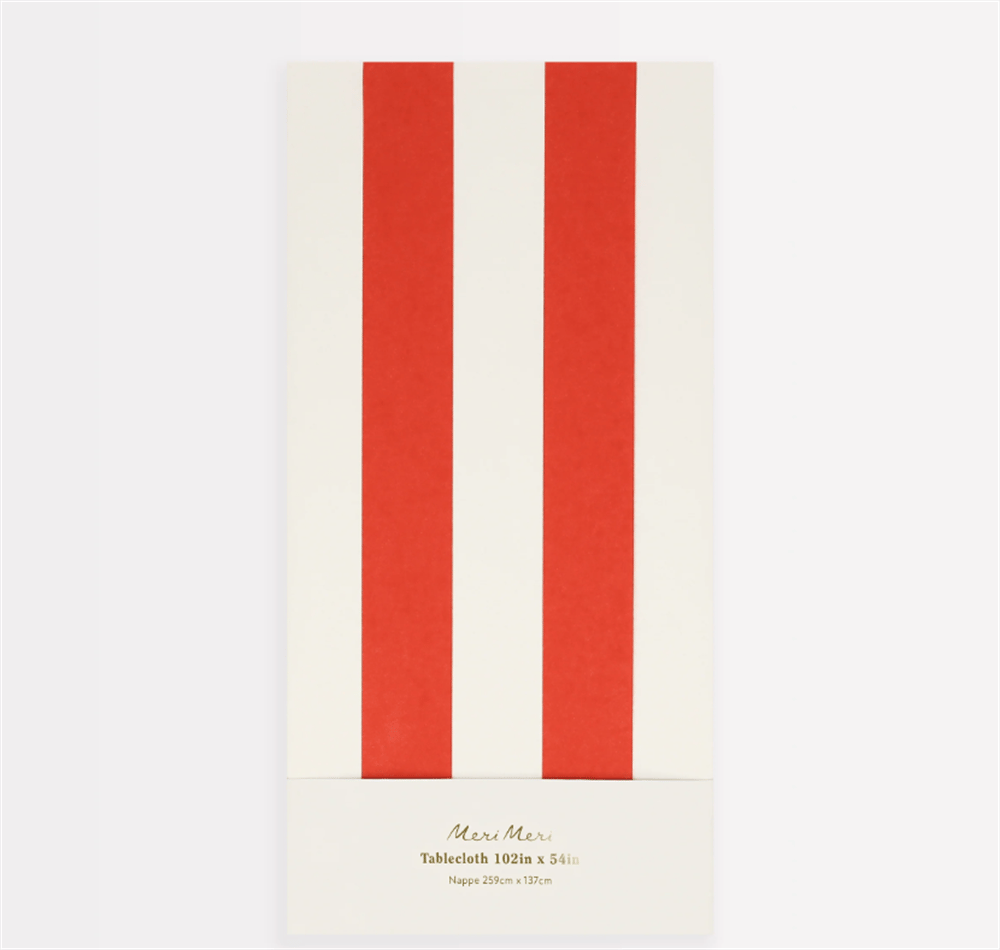 Meri Meri - Red Striped Tablecloth - Kırmızı Çizgili Masa Örtüsü