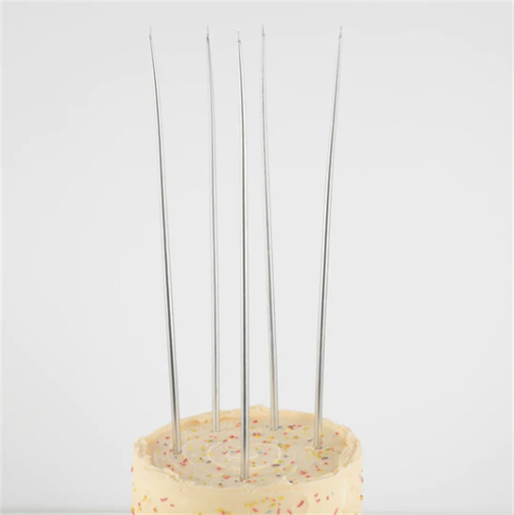 Meri Meri - Silver Tall Tapered Candles - Gümüş Uzun Mumlar - 12Li