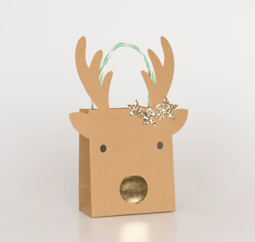 Meri Meri - Small Reindeer With Stars Gift Bags - Ren Geyiği Hediye Çantası