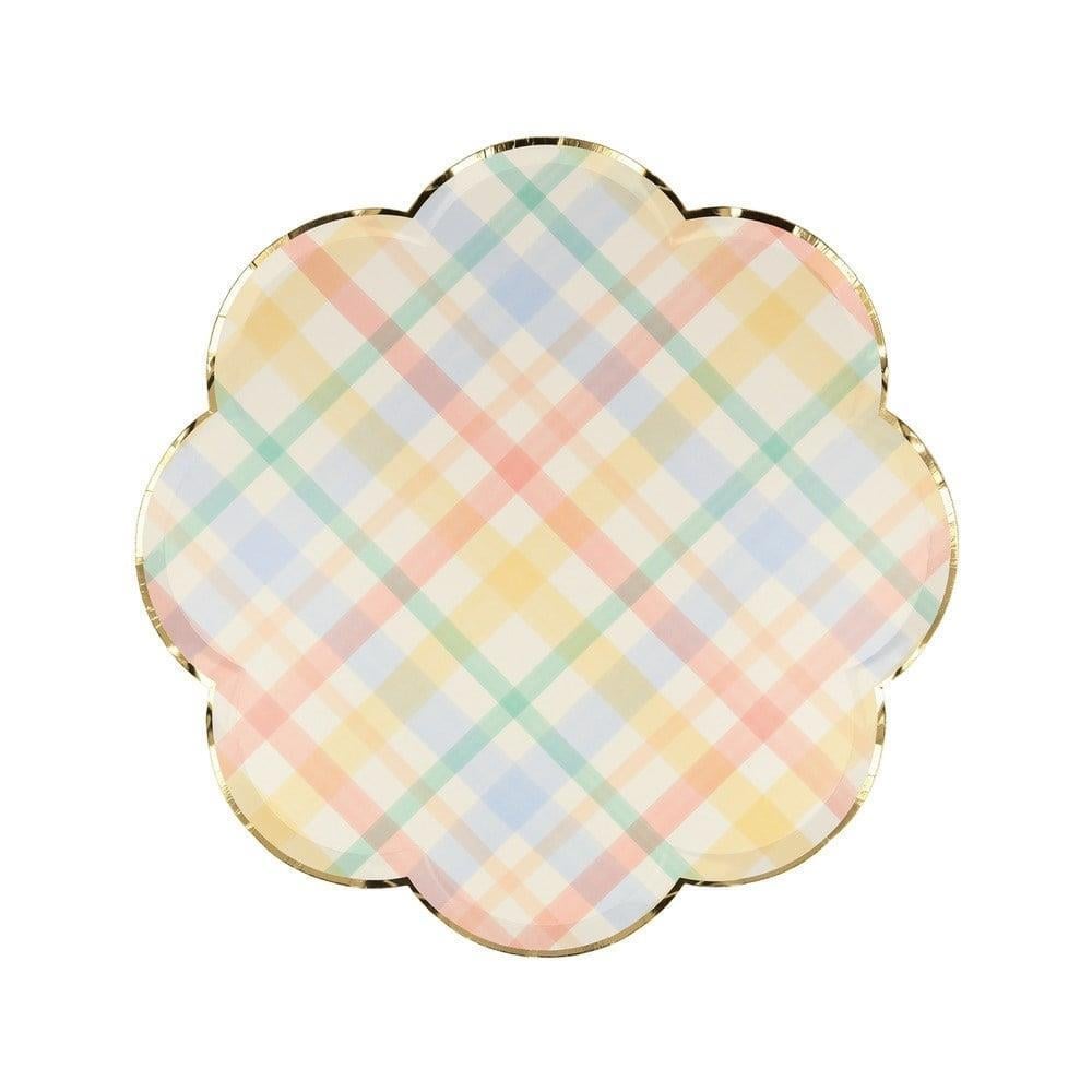 Meri Meri - Small Spring Plaid Plates - Bahar Yeri Tabaklar - S - 8Li