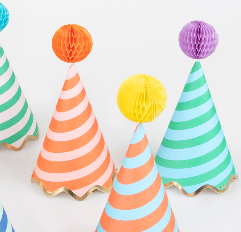 Meri Meri - Stripe Party Hats - Çizgili Parti Şapkaları (8Li)