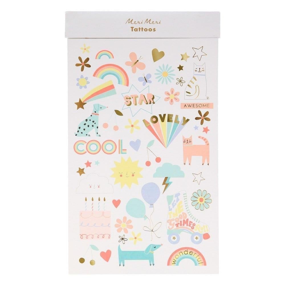 Meri Meri - Summer Icon Tattoo Sheets - Yaz İkonlu Geçici Dövmeler
