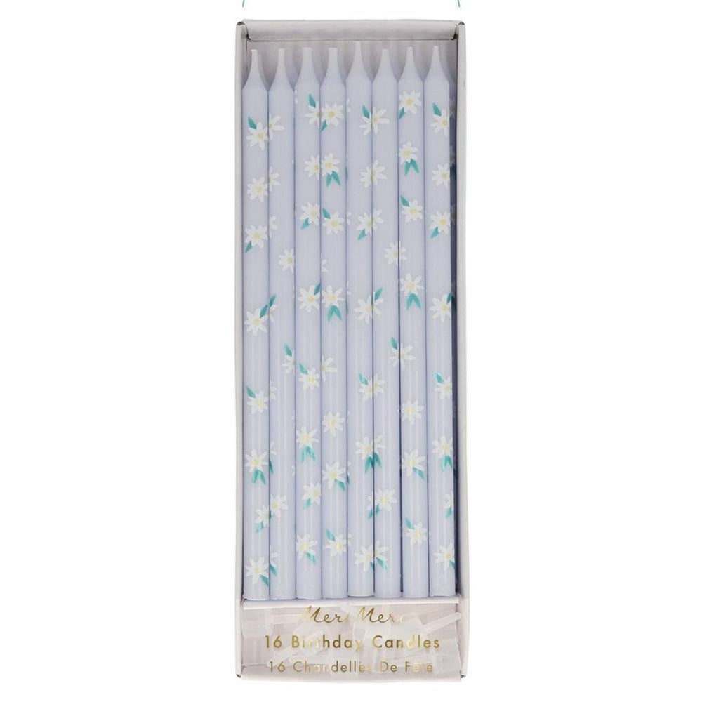 Meri Meri - Tapered Daisy Candles - Papatya Desenli Mumlar