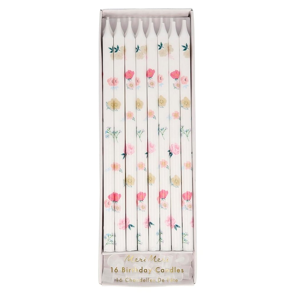 Meri Meri - Tapered Floral Candles - Çiçek Desenli Mumlar