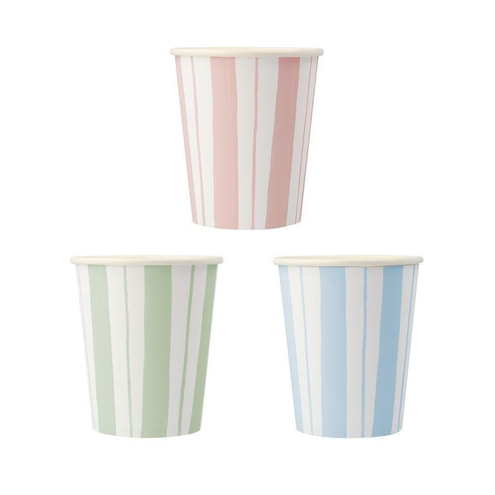 Meri Meri - Ticking Stripe Cups - Kalın Çizgili Bardaklar - 8Li