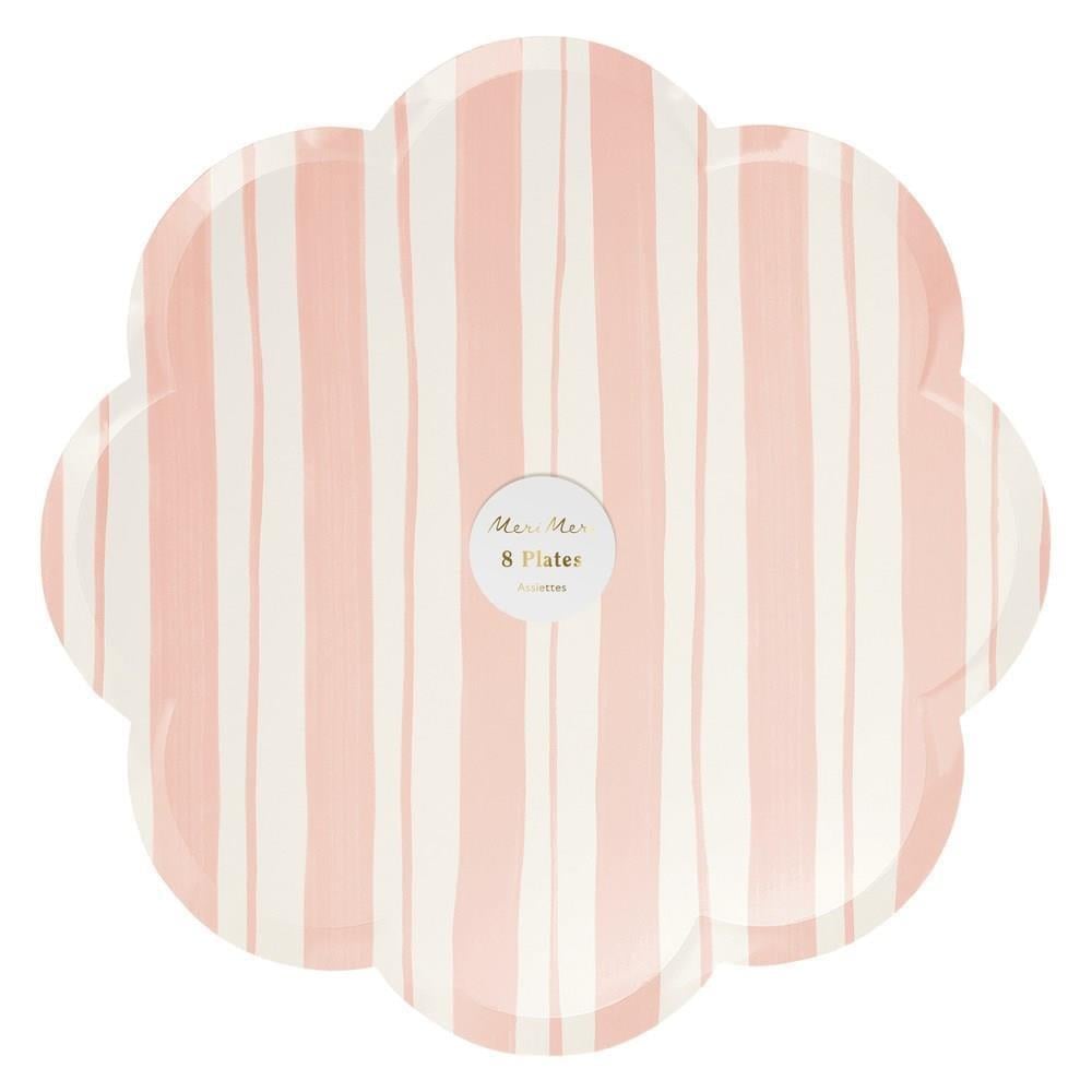 Meri Meri - Ticking Stripe Dinner Plates - Kalın Çizgili Tabaklar - L - 8Li