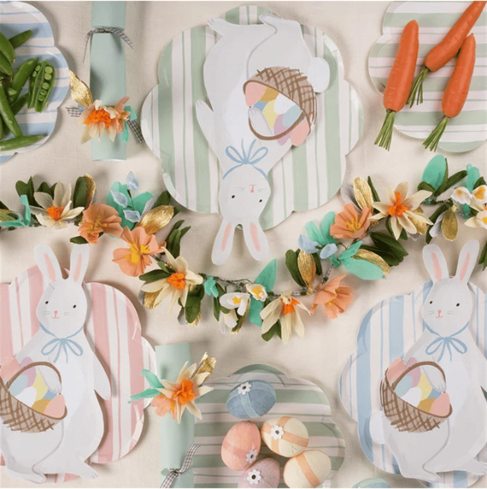 Meri Meri - Ticking Stripe Dinner Plates - Kalın Çizgili Tabaklar - L - 8Li
