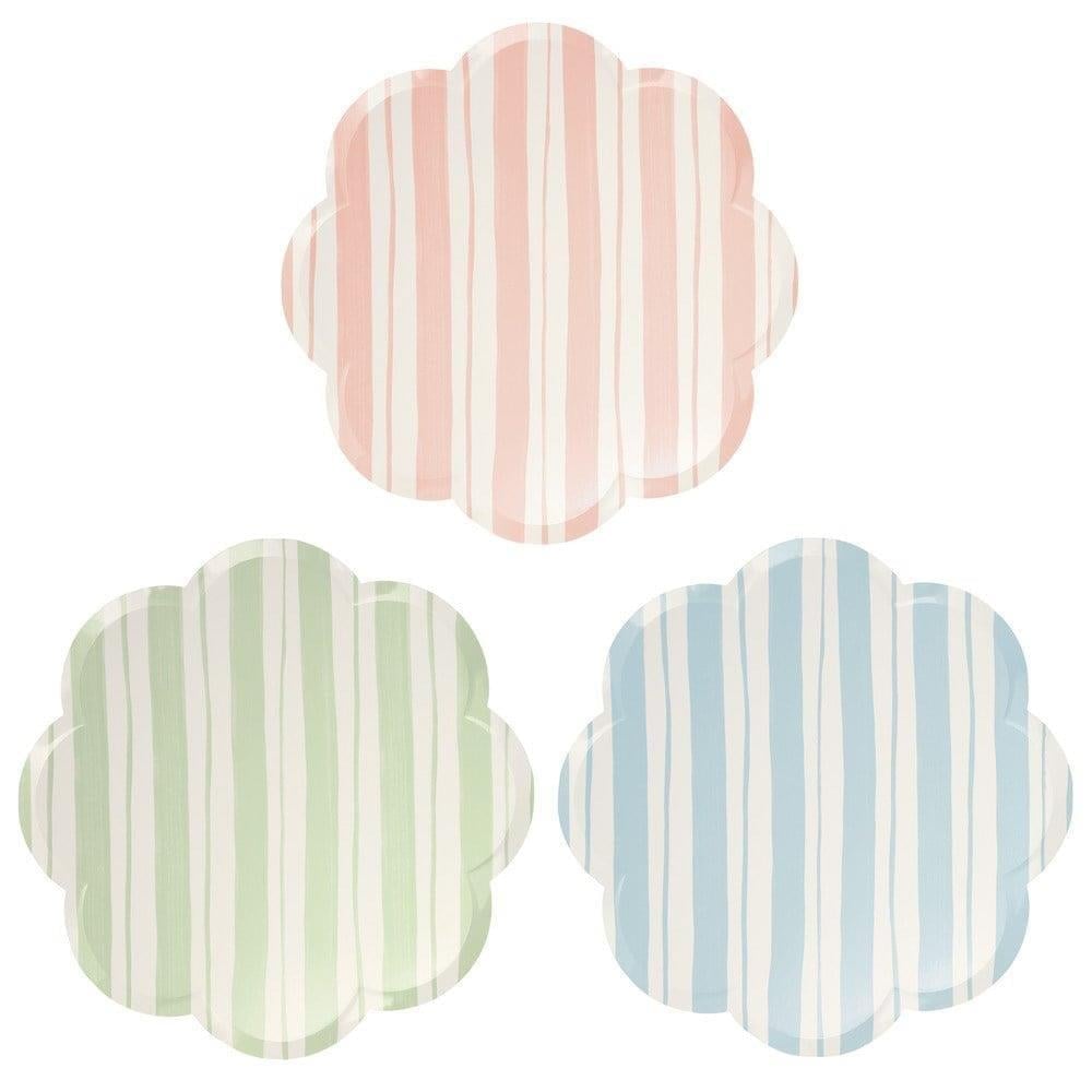 Meri Meri - Ticking Stripe Dinner Plates - Kalın Çizgili Tabaklar - L - 8Li
