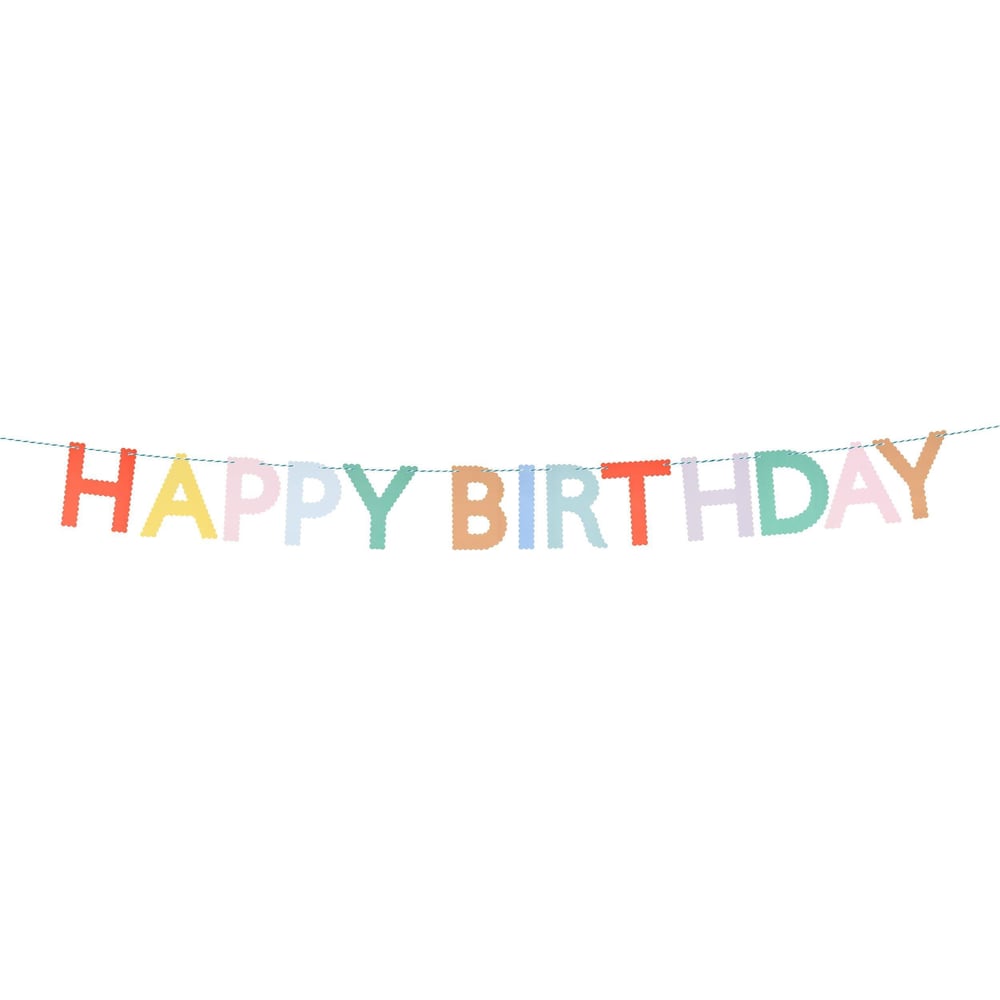 Meri Meri - Tırtıklı Parlak Happy Birthday Asılan Süs