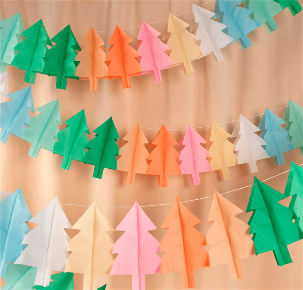 Meri Meri - Tissue Paper Christmas Tree Garlands - Yeni Yıl Ağacı Asılan Süs