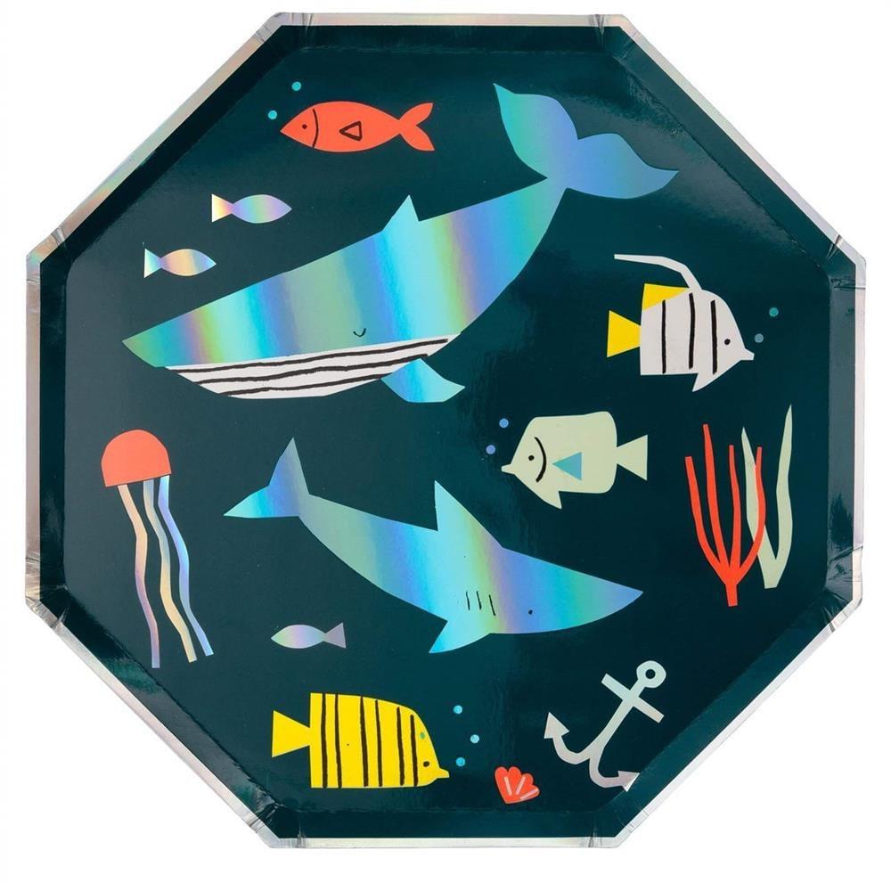 Meri Meri - Under The Sea Plates - Su Altı Dünyası Tabaklar - L - 8Li