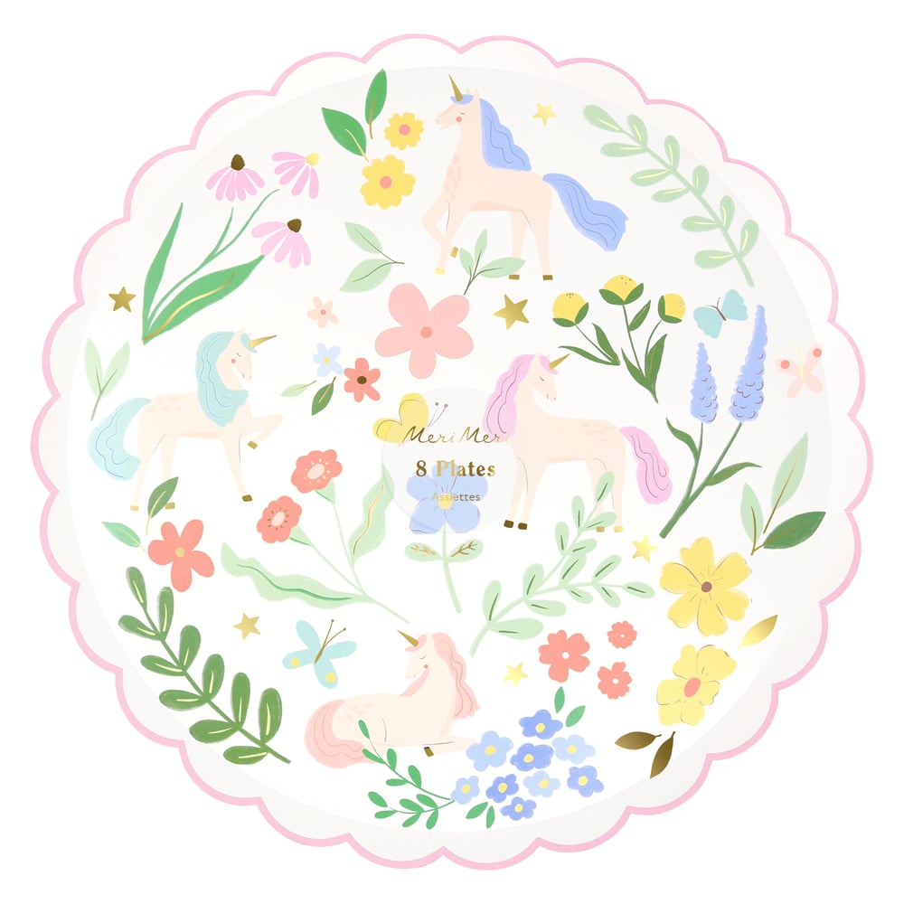 Meri Meri - Unicorn Tabak - L - 8 Adet