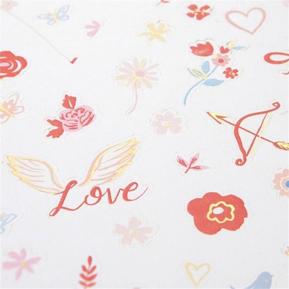 Meri Meri - Valentine’S Mini Sticker Sheets - Kalp & Çiçek Desenli Mini Çıkartmalar - 5Li