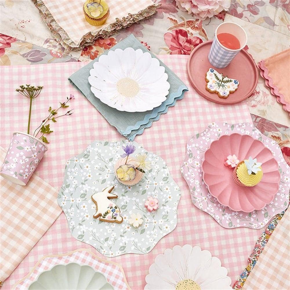 Meri Meri - Wild Daisy Plates - Yabani Papatya Tabaklar - 8Li