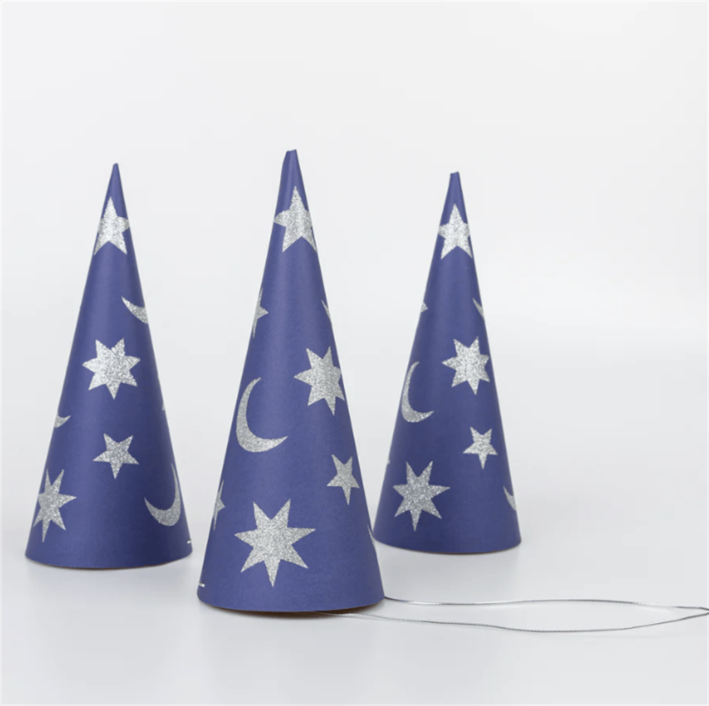 Meri Meri - Wizard Party Hats & Wands - Sihirbaz Parti Şapkaları & Sihirli Değnekler (6Lı)