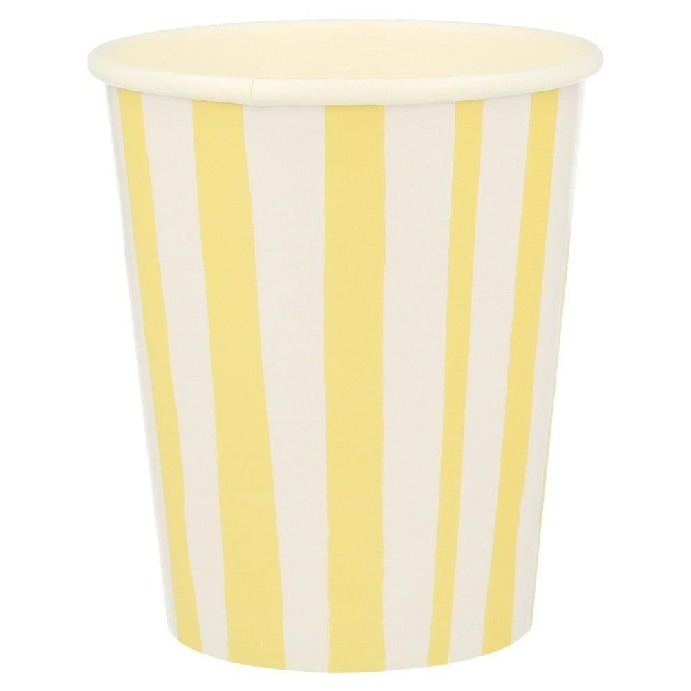 Meri Meri - Yellow Stripe Cups - Sarı Çizgili Bardaklar - 8Li
