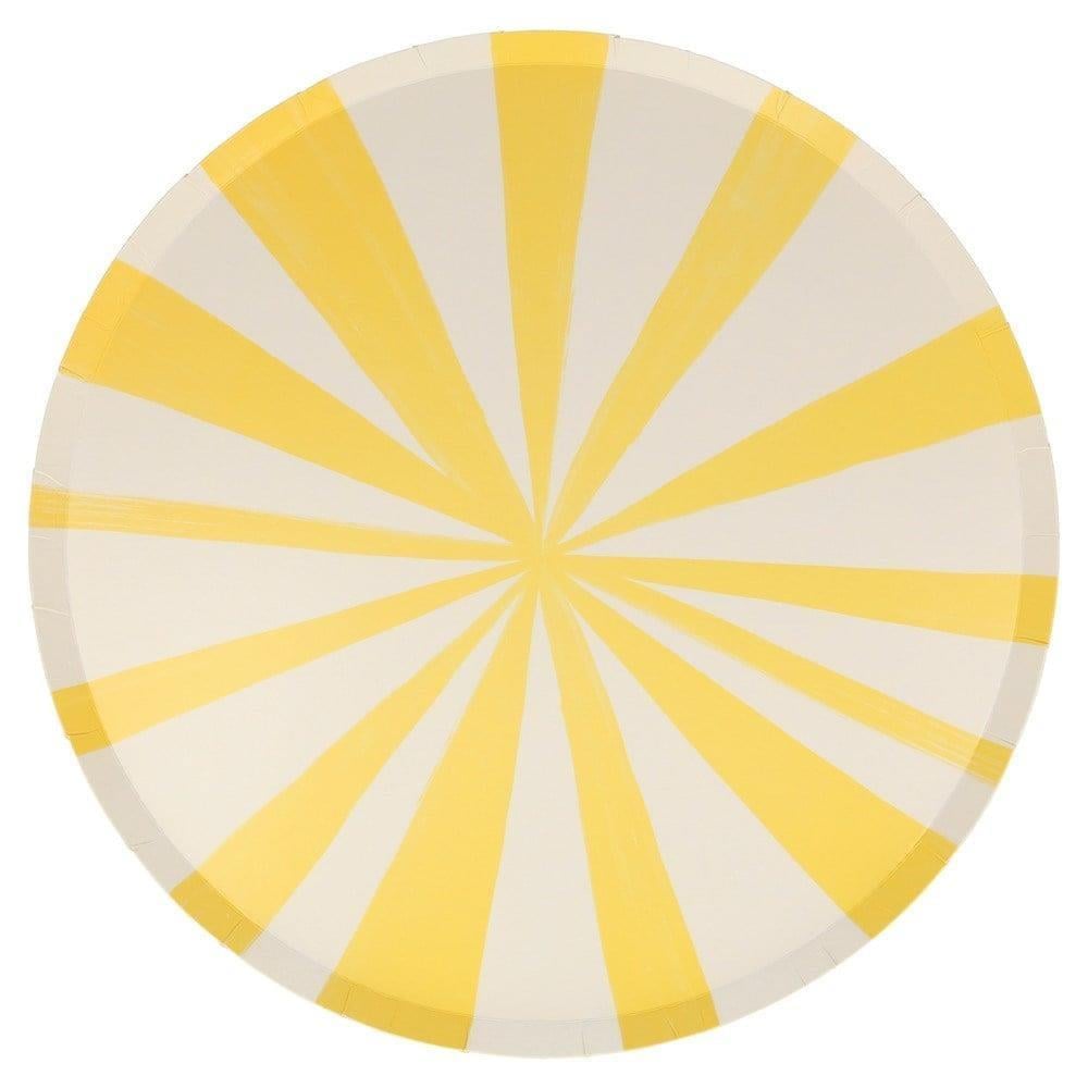 Meri Meri - Yellow Stripe Plates - Sarı Çizgili Tabaklar - L - 8'Li