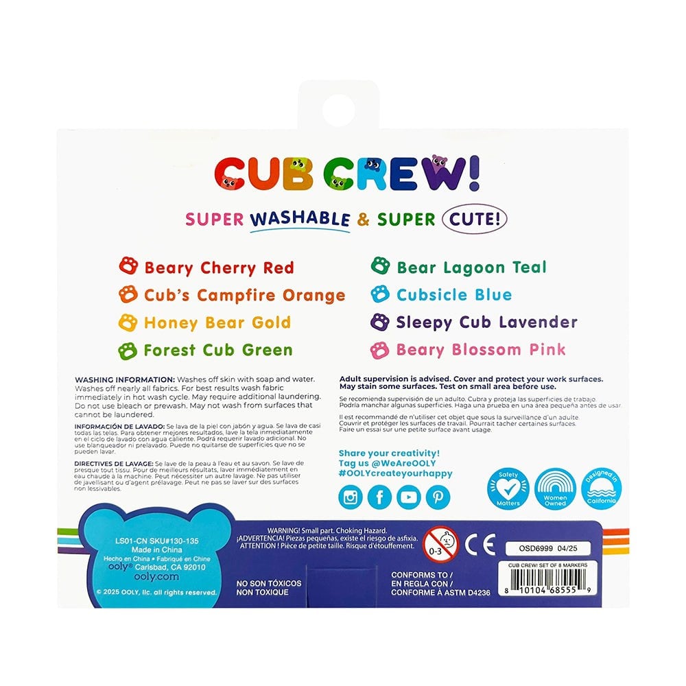 Ooly Cub Crew Yıkanabilir 8li Keçeli Kalem
