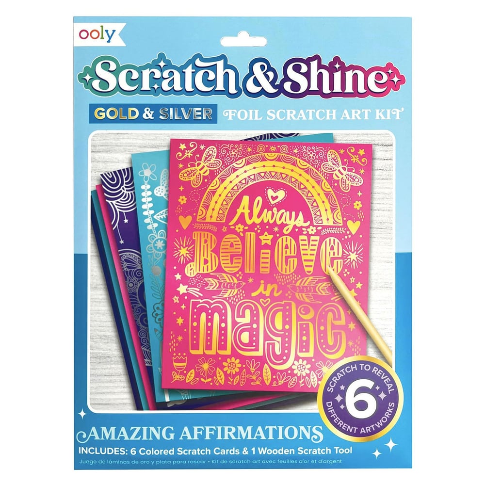Ooly Scratch and Shine Folyo Kazıma Sanat Seti - Amazing Affirmations