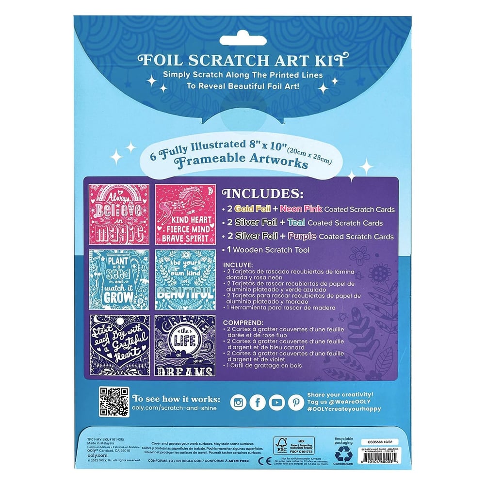 Ooly Scratch and Shine Folyo Kazıma Sanat Seti - Amazing Affirmations
