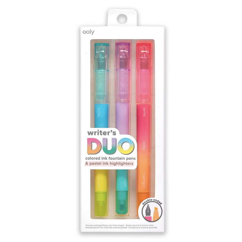 Ooly Writers Duo Çift Uçlu 3’lü Set - Dolma Kalem ve Highlighter