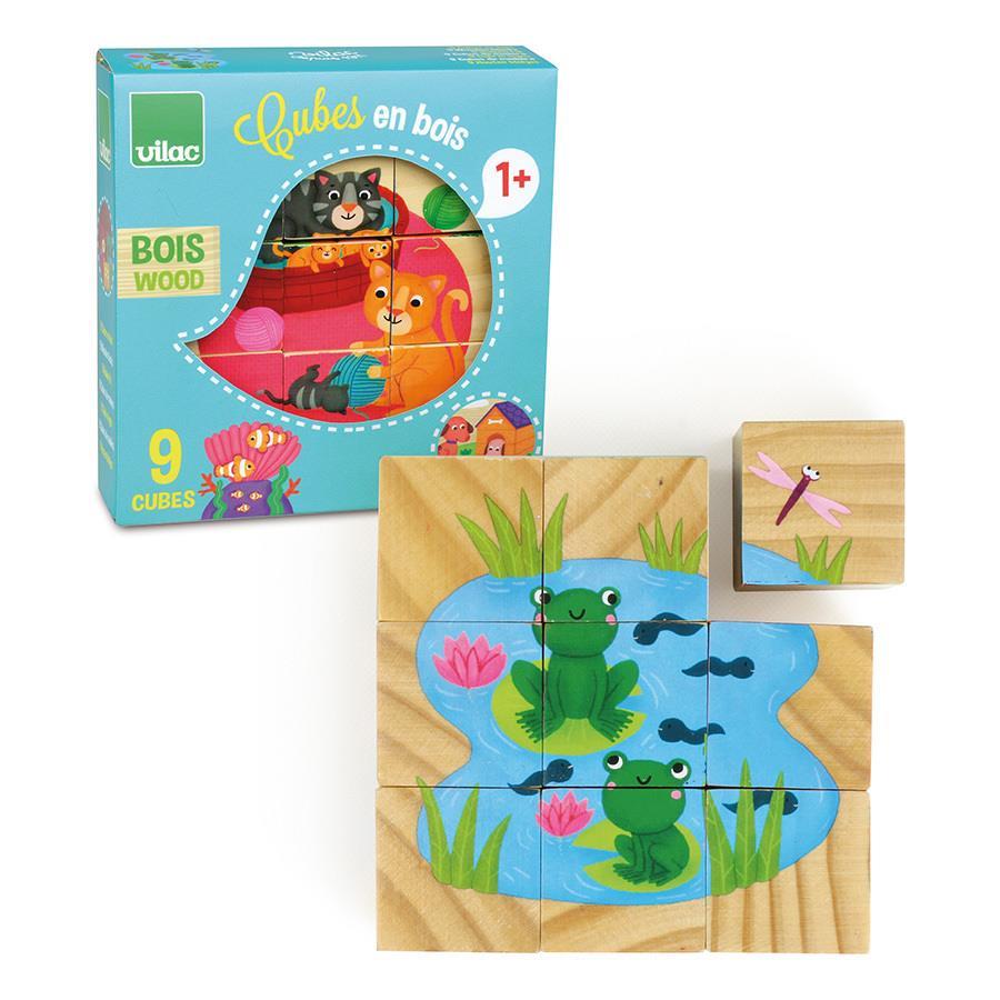 Vilac - 9 Wooden blocks - Ahşap Hayvan Blokları