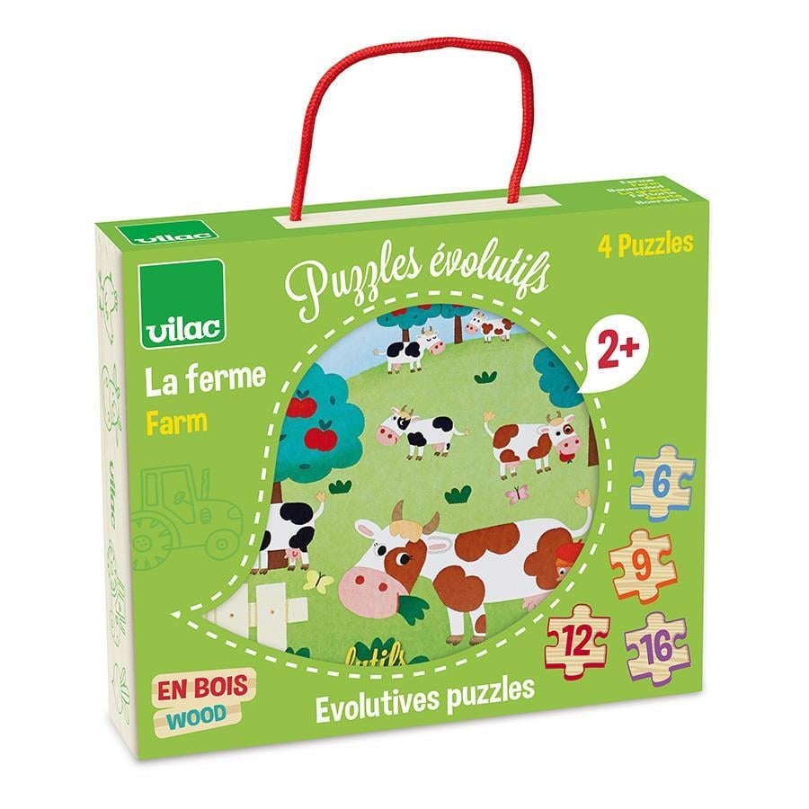 Vilac - Farm evolutive puzzle - Çiftlik Evrimsel Puzzle - 4 Farklı Tasarım