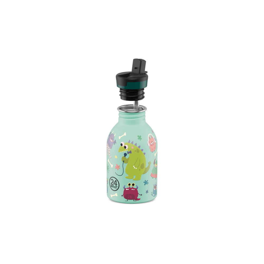 24Kids Bottle Pipetli Paslanmaz Çelik Çocuk Su Matarası 250 ml, Spooky Friends