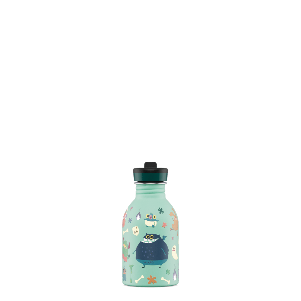 24Kids Bottle Pipetli Paslanmaz Çelik Çocuk Su Matarası 250 ml, Spooky Friends