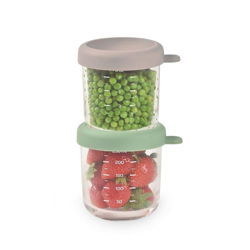 Bebek cam mama kavanozu 2li set, 250 ml Sage green / 250 ml Gazelle
