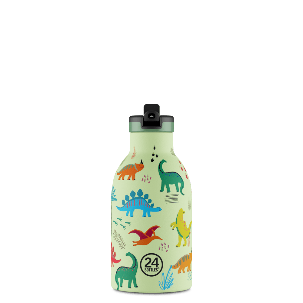 24Bottles Kids Bottle Pipetli Paslanmaz Çelik Termos 330 ml, Jurassic Friends