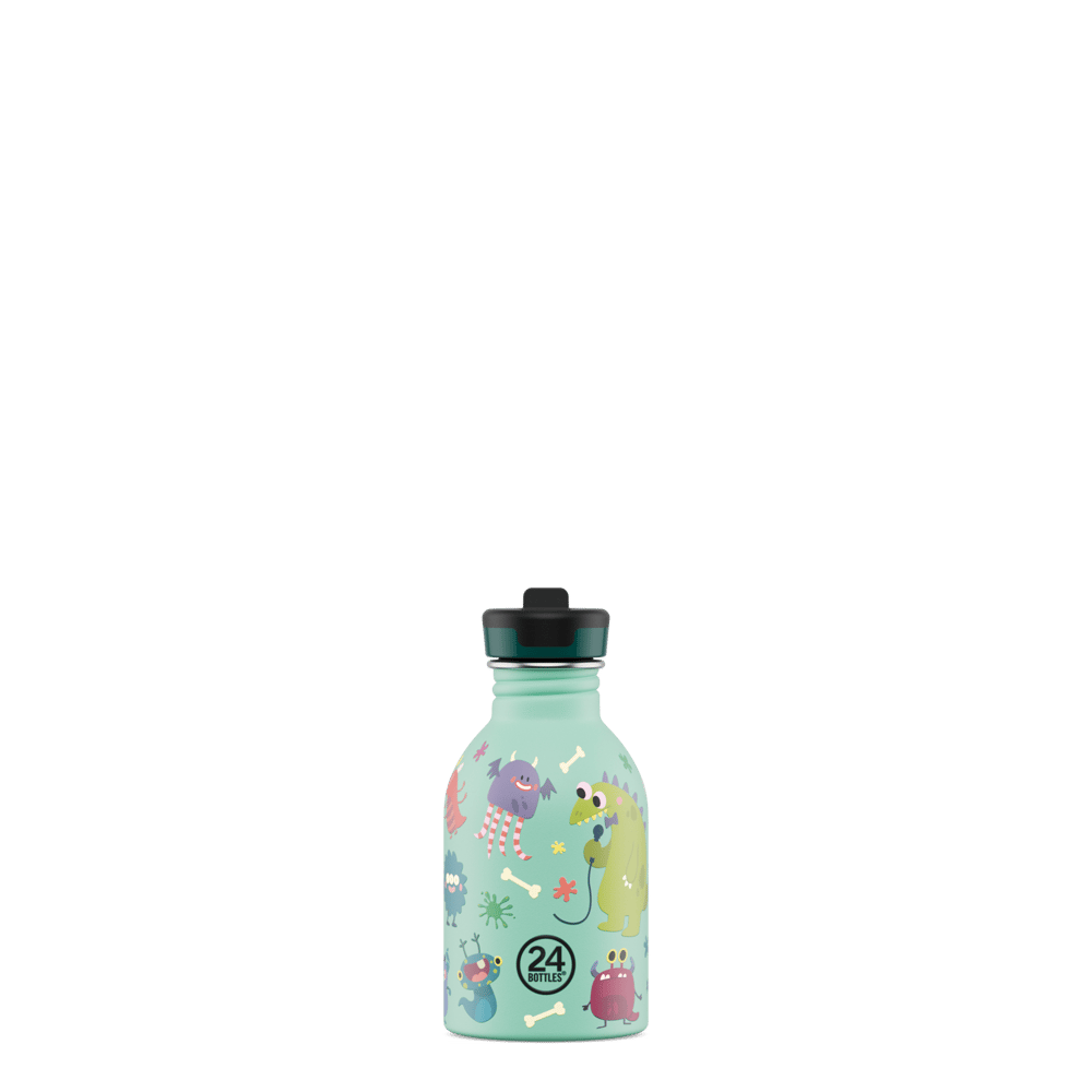 24Kids Bottle Pipetli Paslanmaz Çelik Çocuk Su Matarası 250 ml, Spooky Friends